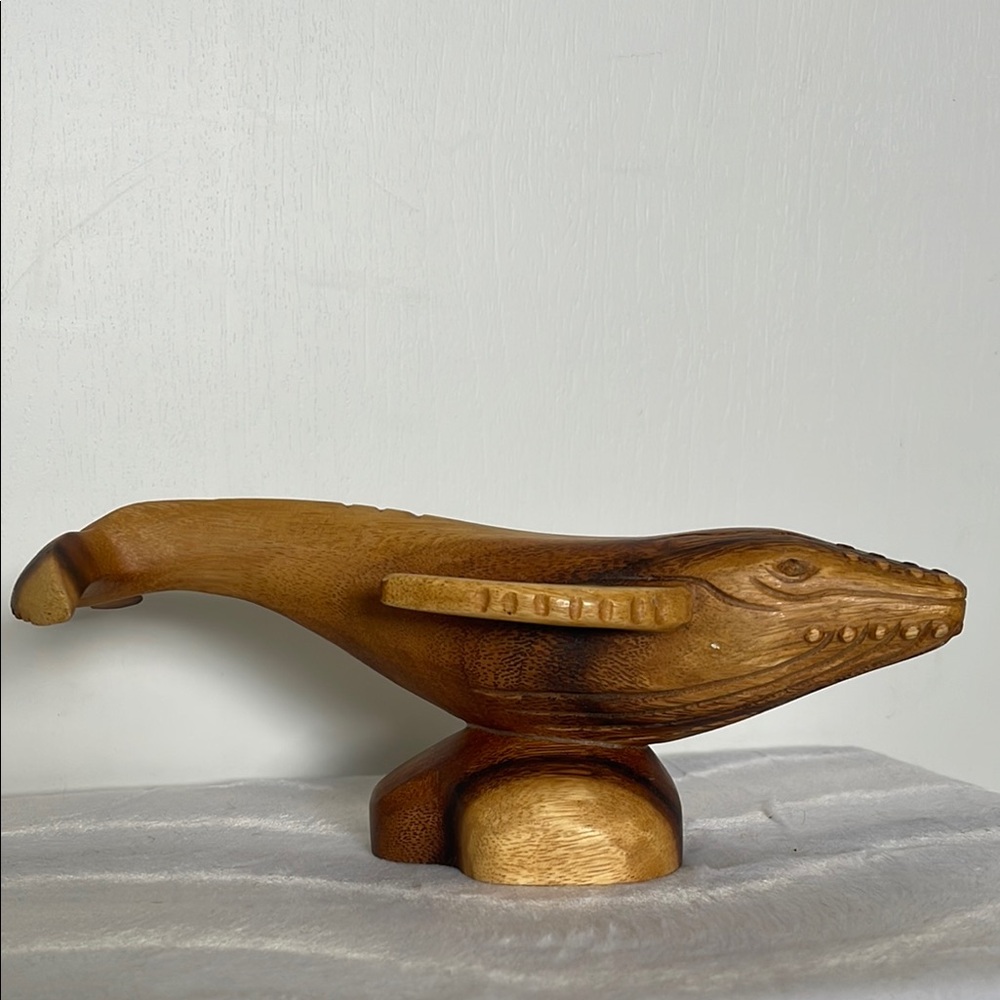 Wooden Whale Sculpture Art